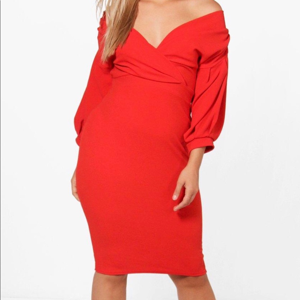 Red midi dress